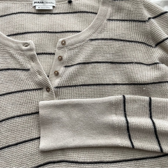 Prana Milani Henley Oatmeal Stripe Size Medium - Picture 7 of 11